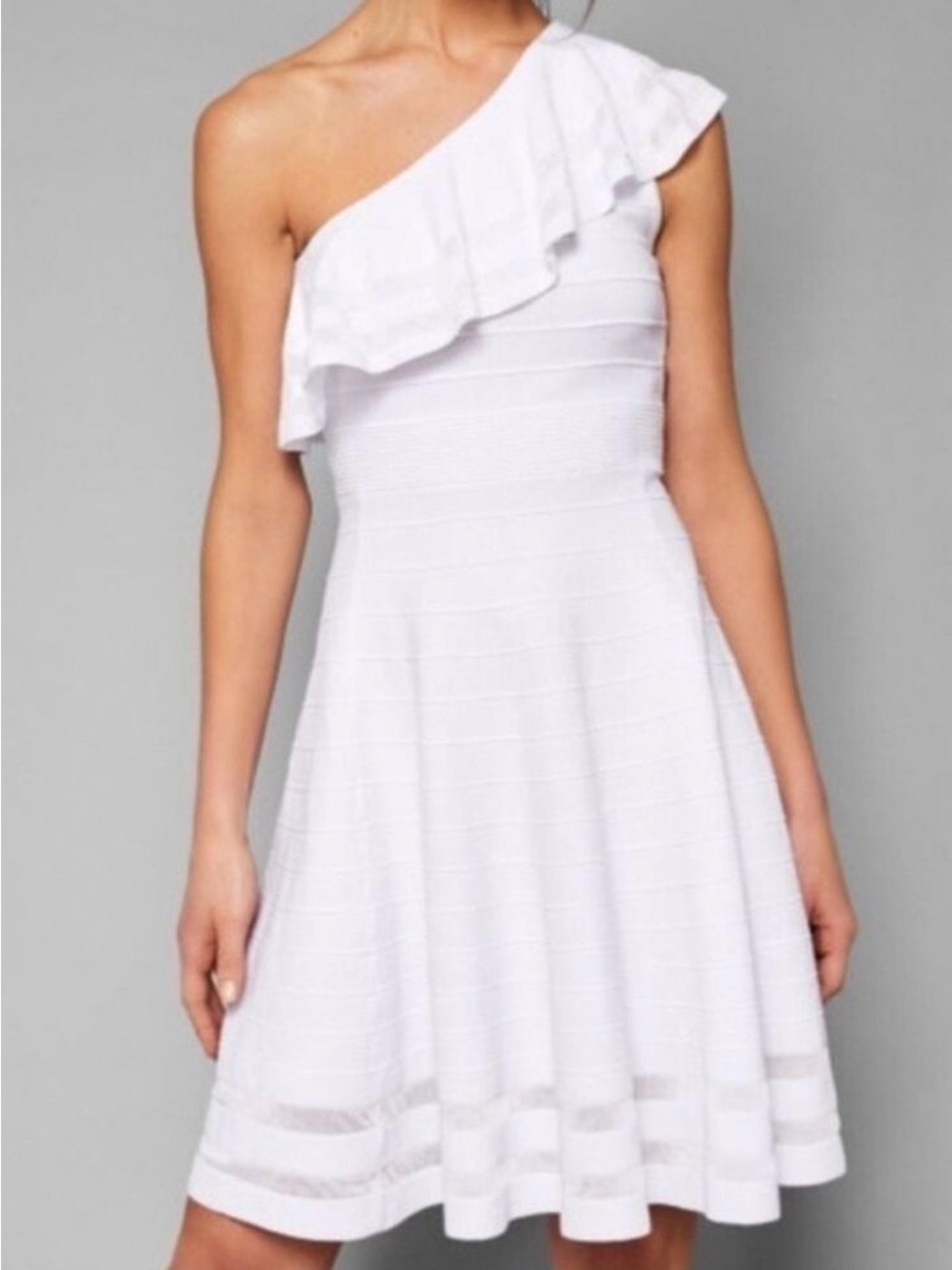 Ted Baker Streena Skater One Shoulder Ruffle knit Dress TB Size 1 US XS
